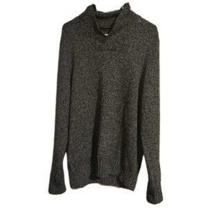 Eddie Bauer Sweater Mens Medium Black White Wool Blend Collared Neckline Warm M